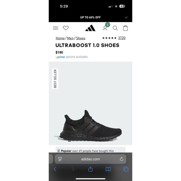 Adidas Ultra Boost 1.0 running shoes women size 8 - Picture 1 of 7